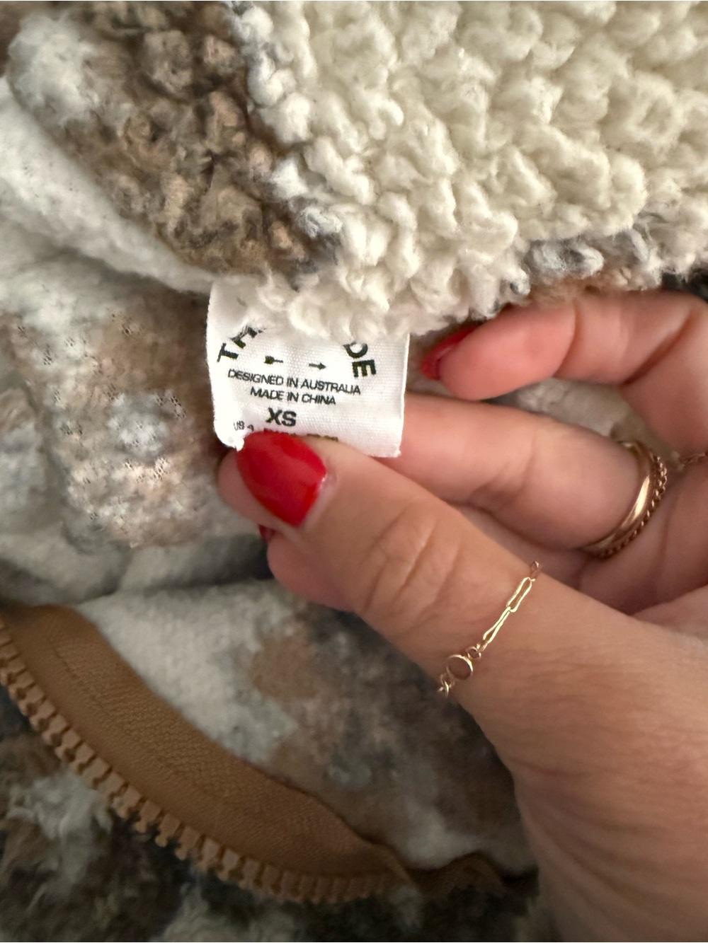 The Upside Cream & Brown Patterned Sherpa Half-Zip Pullover - Picture 4 of 7